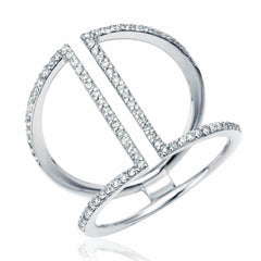 cuff ring with diamonds in white gold