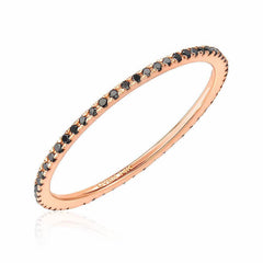 thin diamond eternity band in rose gold with back diamonds