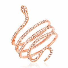 Snake ring in rose gold with diamonds