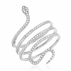 Snake ring in white gold with diamonds