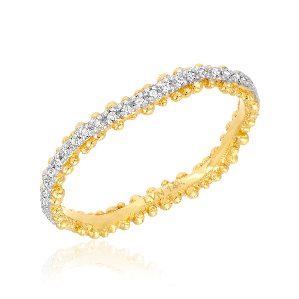 Granules wave eternity band in yellow gold with white gold