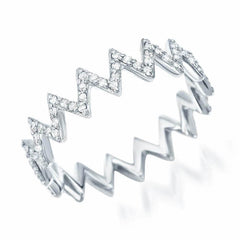 zigzag ring with diamonds in white gold