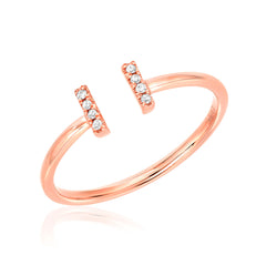 petite open band with mini diamond bars