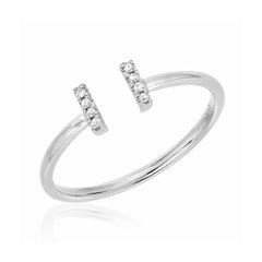 petite open band with mini diamond bars