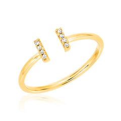 petite open band with mini diamond bars