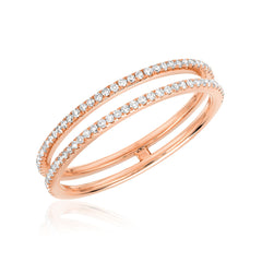 double row diamond ring in rose gold