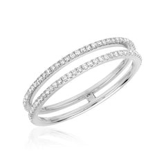 double row diamond ring in white gold