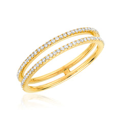 double row diamond ring in yellow gold