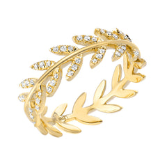 wreath band with diamonds in 14k yellow gold