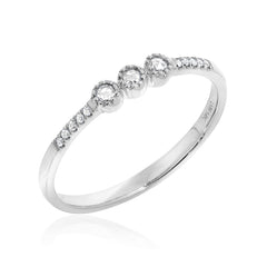 White Gold Diamond Band With Triple Rose Cut Center