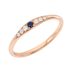 petite vintage style ring with diamonds and sapphire