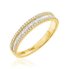 Heirloom baguette and round diamond halfway band