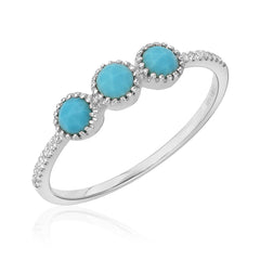 triple rose cut turquoise band with diamonds in white gold