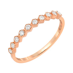honeycomb halfway band in 14k gold with diamonds