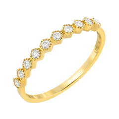 honeycomb halfway band in 14k gold with diamonds