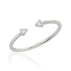 open ring with prong set diamond tips