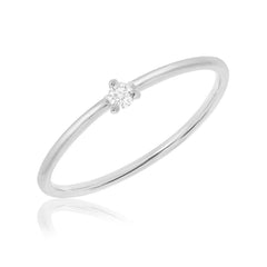 hand pulled wire band ring with single martinit set petite diamond center 