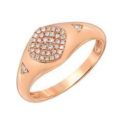 signet ring with micropave diamond face in 14k gold