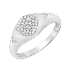 signet ring with micropave diamond face in 14k gold