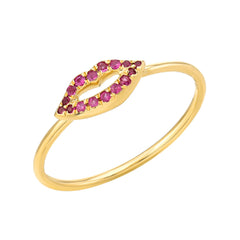 14k gold and ruby lips ring