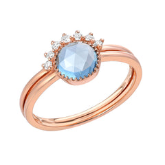 TWO PART SET FEATURING A BEZEL SET ROSE CUT LONDON BLUE TOPAZ AND A DIAMOND ARCH RING
