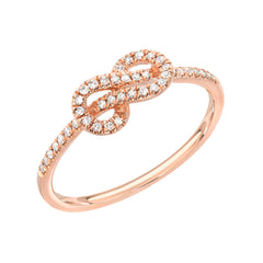 infinity twist love knot three dimensional diamond ring
