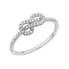infinity twist love knot three dimensional diamond ring