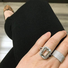 extra wide diamond band on hand
