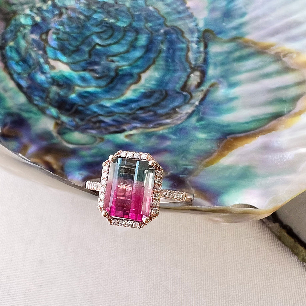 brightly colorful tourmaline ring