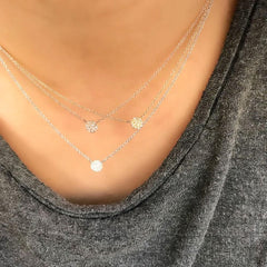 Petite pave disc necklace