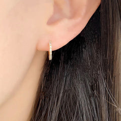 huggie hoop earrings with petite baguette and round diamonds