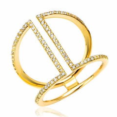 cuff ring with diamonds in yellow gold