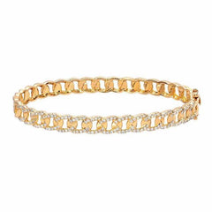 curb chain bangle in gold and diamonds