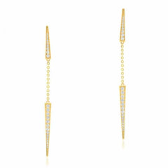 dramatic double dagger earrings with chains