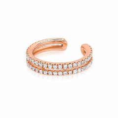 double row ear cuff with diamonds in rose gold