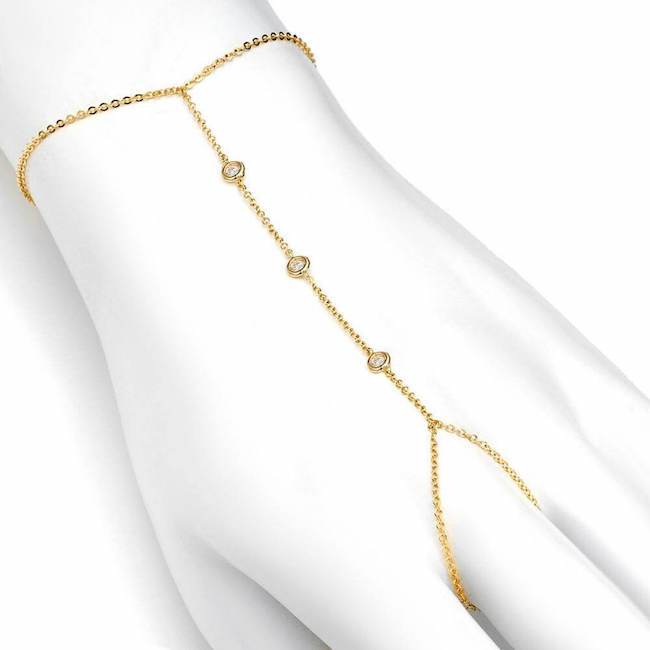 Buy Latest One Gram Gold Adjustable Bracelet with Ring Attached Bridal  Bracelet