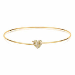 heart pave hook bangle in yellow gold