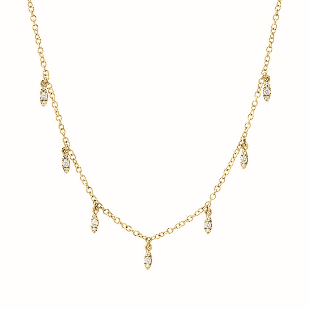 dangling marquise necklace in yellow gold