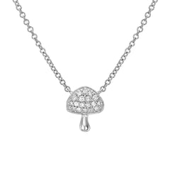 Mushroom necklace in solid 14k gold with natural diamonds