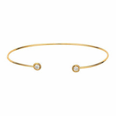 Open Bangle with Bezel Set Diamond tips in yellow gold