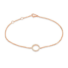 open circle diamond bracelet in rose gold