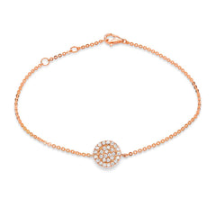pave disc bracelet in rose gold