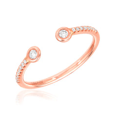 open halfway diamond band with bezel set mini diamond tips