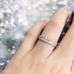 Heirloom baguette and round diamond halfway band