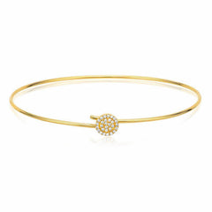 round pave hook bangle with diamonds in yellow gold