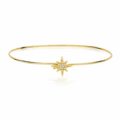starburst hook bangle with diamonds in yellow gold