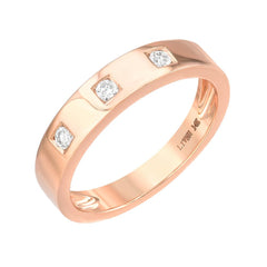 classic cigar band with three diamonds in 14k gold